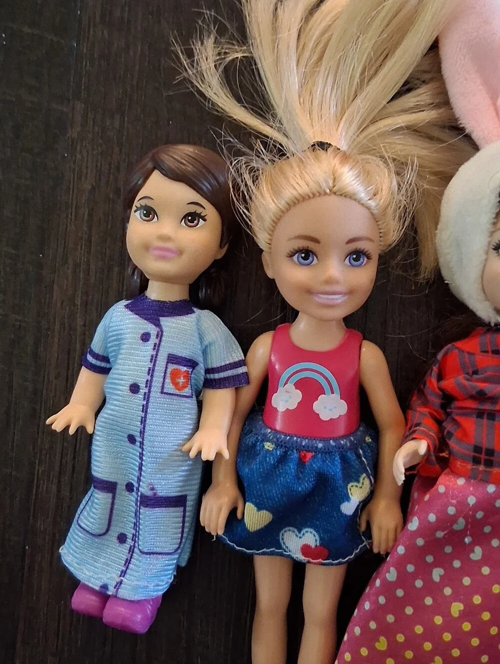 Chelsea Barbie Dolls Set - Pink, Blue, Red & White Outfits